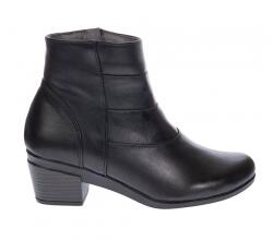 Ciucaleti Ghetute dama din piele naturala box, cu fermoar, Toc de 5 cm, NEGRU - MVS63NBOX, marimea 42