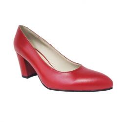 Ninna Art Shoes Pantofi eleganti dama, rosii, din piele naturala box, toc 6 cm - NA87R2, marimea 35