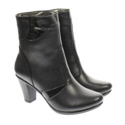 RUSAY Ghete dama din piele naturala, cu fermoar, negre, IMBLANITE - MVS46N, marimea 35