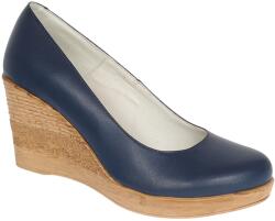 Ciucaleti LUX Pantofi dama casual din piele naturala cu platforme de 7cm - Bleumarin NA170BLM, marimea 38