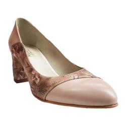 Ninna Art Shoes Pantofi eleganti dama, bej, model floral, din piele naturala box, toc 6 cm - NA76BEJ, marimea 38