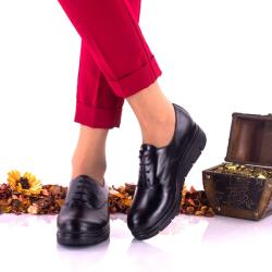 Ciucaleti LUX Pantofi dama negri, casual din piele naturala cu siret NA269, marimea 36