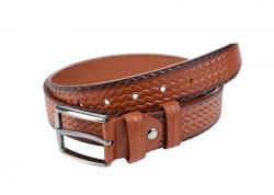 ALPIN POLO Curea barbati eleganta, mata, maro , din piele naturala cu model 3.5 cm ALP3514M - ciucaleti