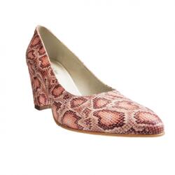 Ninna Art Shoes Pantofi eleganti dama, bej, imprimeu sarpe, din piele naturala box, toc 6 cm - NA87SARPE, marimea 39