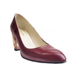 Ninna Art Shoes Pantofi eleganti dama, bordo, model floral, din piele naturala box, toc 6 cm - NA87VIS, marimea 35