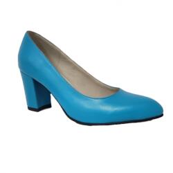 Ninna Art Shoes Pantofi eleganti dama, albastri, din piele naturala box, toc 6 cm - NA87A, marimea 37