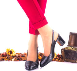 Ciucaleti LUX Pantofi dama din piele naturala , negri si piele naturala lacuita toc 7cm - NAA37, marimea 39