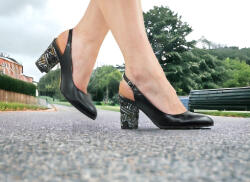 Ninna Art Shoes Pantofi dama eleganti decupati nud cu toc floral , 6 cm - NA101N-P + CARO , marimea 40