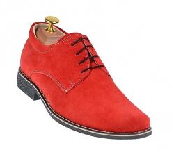 Rovi Design Pantofi barbati casual din piele naturala intoarsa, Rosu - PAROSUVEL, marimea 39