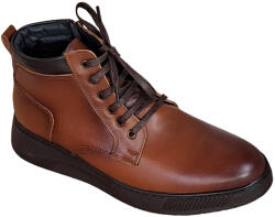 PHILIPPE Ghete barbati Casual, din piele naturala imblanite, cu fermoar, Maro PH350MBOX, marimea 40