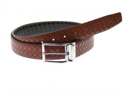 NANO BELT Curea barbati eleganta, design patratele, din piele ecologica, maro 3.5 cm - DR1214NM - ciucaleti