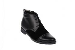 CIUCALETI Ghete barbati casual din piele naturala, imblanite, negru combinat, BOND1NN, marimea 41