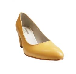 Ninna Art Shoes Pantofi eleganti dama, galbeni, din piele naturala box, toc 6 cm - NA87G4, marimea 37