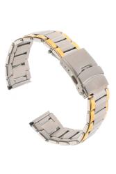  Curea de ceas din metal, 22 mm x 19 cm, argintiu/auriu