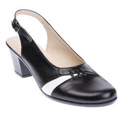 MV Ciucaleti Pantofi dama eleganti, piele naturala cu toc de 6cm - Model Negru, Alb, PS35LA, marimea 36