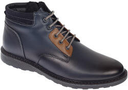 Ciucaleti j Ghete piele naturala barbati imblanite cu siret si fermoar Corsa Blue GKR3XBL, marimea 42