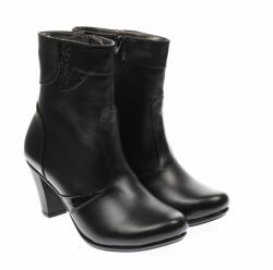 RUSAY Ghete dama din piele naturala, cu fermoar, negre, IMBLANITE - MVS46N, marimea 40