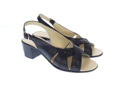 MV Ciucaleti Sandale dama de vara cu toc de 5 cm, din piele naturala, neagra, S25NBOX, marimea 40