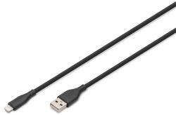 ASSMANN High Speed USB-A 2.0 Lightning fekete szilikon töltőkábel 2m (AK-600108-020-S) - bestbyte