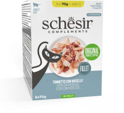 Schesir 6x70g Schesir Complements Filet tonhal & hekk aszpikban nedves macskatáp