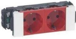 Legrand Program Mosaic DLP-S bepattintható 2x2P+F aljzat, sinezett, Soluclippel, piros - 77242 (077242)