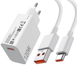 Xiaomi eredeti töltő USB A QC3.0 3A 120W MDY-16-EN + adatkábel USB A - Type C 6A 1m fehér