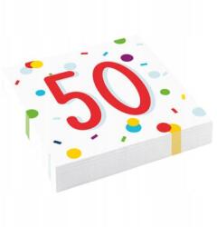 PartyDeco Szülinapi konfetti Szalvéta 33cm szám 50 20db ötvenes