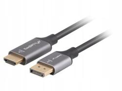 Lanberg Displayport(M)-HDMI(M)1.8M 4K kábel fekete-ezüst (CA-DPHD-20CU-0018-BK)