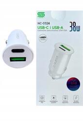  Autós gyorstöltő 38W Usb A 18W Type-C 20W (qc+pd) (M2-TEC)