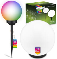 Lumileds LED-es kerti lámpa Napelemes Gömb 25CM Beszúrható 2in1 Földi Dekoratív Rgb Gömb (788551 lampka kulka IP44)