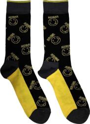 Nirvana Yellow Happy Face Pattern Black 39-45 Zokni (NIRVSCK11MB)