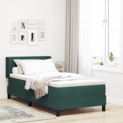 vidaXL Boxspring Ágy Mattal Sötét Zöld 80x200 cm Bársony (3341441)