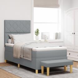 vidaXL Box Spring Ágy Matraccal & Pad Világosszürke 90x190 cm Szövet (3344338)