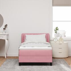 vidaXL Boxspring Ágy Matrac Kék 90x200 cm Bársony (3340429)