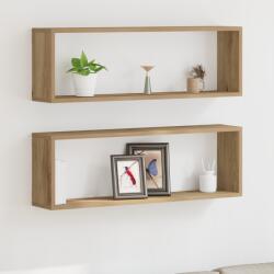 vidaXL Falipolc 2 db Kézműves tölgy 80x15x26 cm Műanyag (862641)