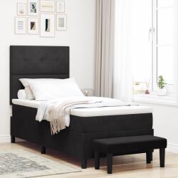 vidaXL Boxspring Ágy Matraccal és Padlappal Fekete 90x190 cm Bársony (3344482)