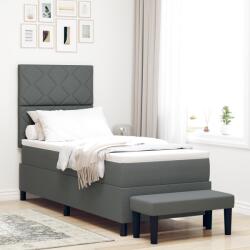vidaXL Box Spring Ágy Matraccal és Pad Sötétszürke 80x200 cm Szövet (3344101)