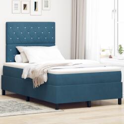 vidaXL Boxspring Ágy Mattal és LED-del Sötétkék 120x200 cm Bársony (3343242)