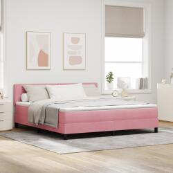 vidaXL Boxspring Ágy Mattal Rózsaszín Szuper King Bársony (3339193)