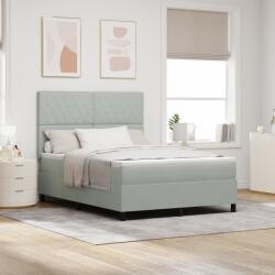 vidaXL Boxspring Ágy Mattal & LED Fénnyel Szürke 140x190 cm Bársony (3343244)
