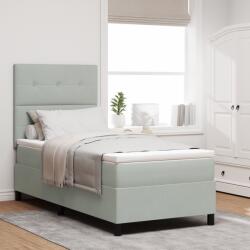 vidaXL Boxspring Ágy Matraccal & LED Fény Szürke 90x200 cm Bársony (3343286)