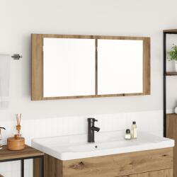 vidaXL LED Tükörszekrény Kézműves Tölgyfa 100x12x45 cm Mérnöki Fa (875043)