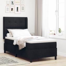 vidaXL Boxspring Ágy Matraccal és LED Fénnyel Fekete 90x200 cm Szövet (3343485)