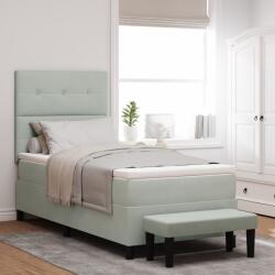 vidaXL Boxspring ágy matraccal és paddal, világosszürke, 90x200 cm, bársony (3344486)