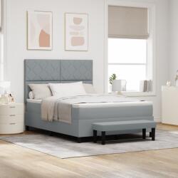 vidaXL Box Spring Ágy Matraccal és Padcsinálat Világosszürke 160x200 cm Szövet (3344156)