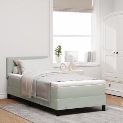 vidaXL Boxspring Ágy Matrac és LED Fénnyel Világosszürke 90x190 cm Bársony (3342620)