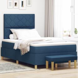 vidaXL Boxspring Ágy Matraccal és Padlábbal Kék 120x190 cm Szövet (3344365)