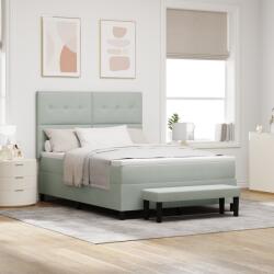 vidaXL Box Spring Ágy Matraccal és Pad Jól Szürke 160x200 cm Bársony (3344522)