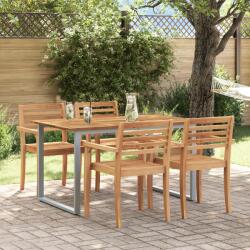 vidaXL Kültéri Étkező Asztal Szürke 140x80x75 cm Acél és Tömör Akácfa (4010594)