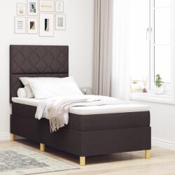 vidaXL Boxspring ágy matraccal Sötétbarna 90x200 cm Szövet (3339668)